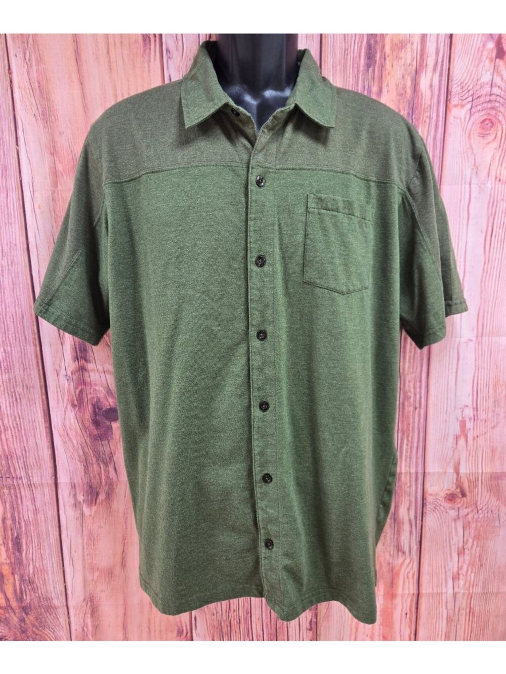 Prana Mens Green Organic Cotton Blend Short Sleeve Shirt XL